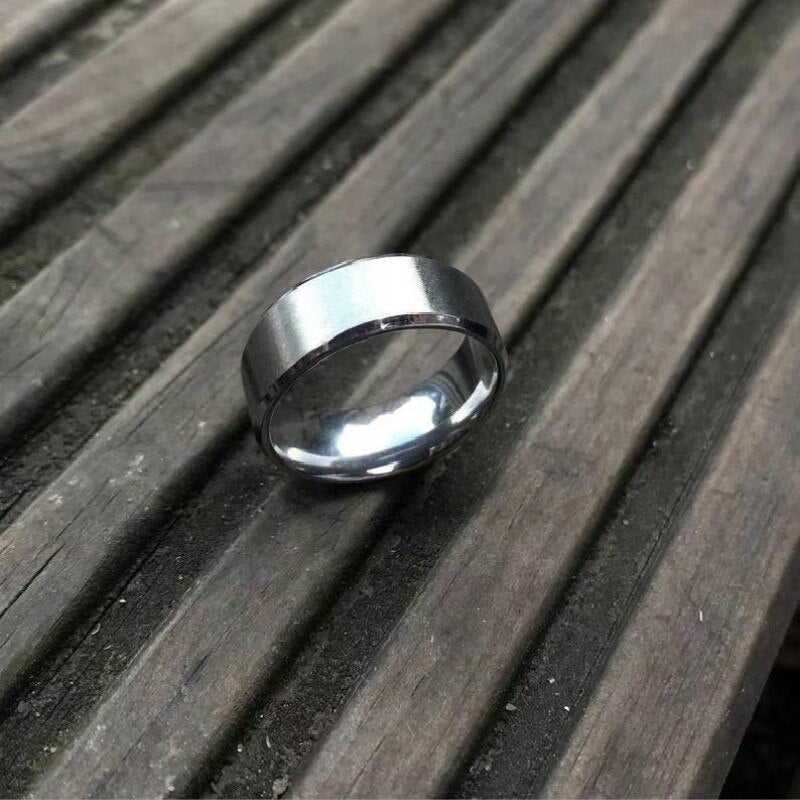 Simple Matte Men Rings Width 8MM Trendy Three Color Stainless Steel Rings For Men Jewelry Gift