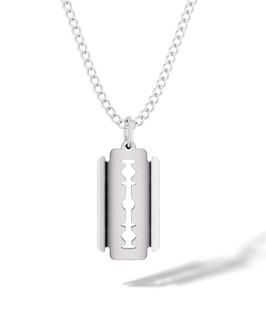 Luxury silver razor blade pendant necklace with polished finish, elegant professional style accessory. - Razor Blade Pendant Necklace - Default Title - RTZN, Shopify Collective