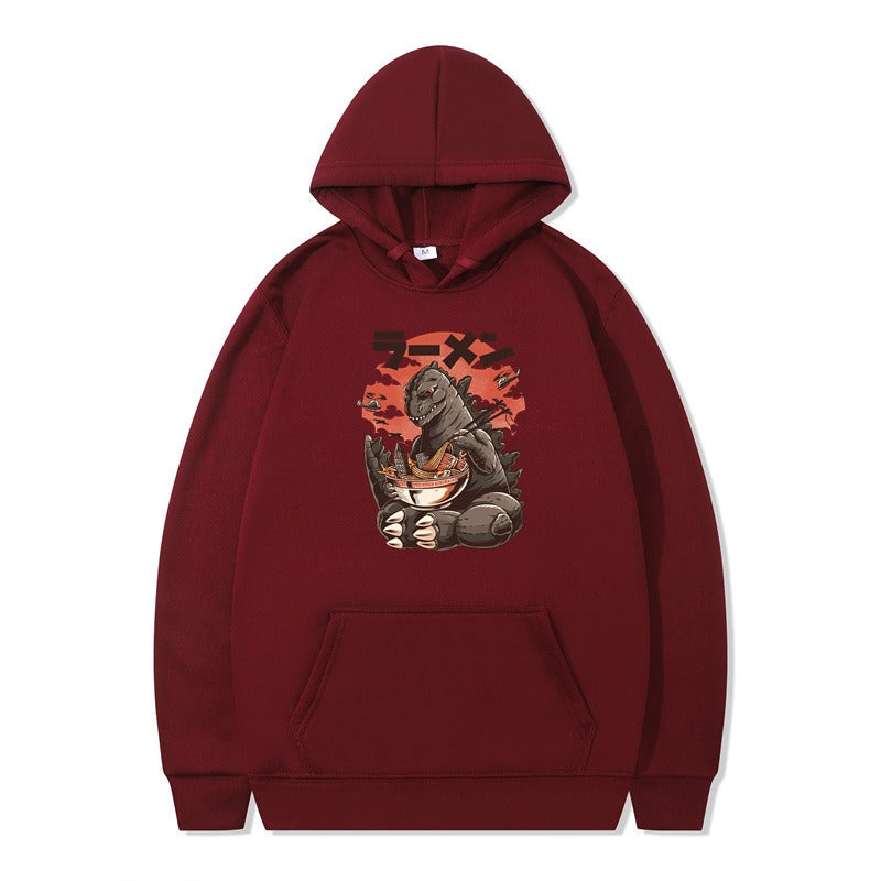 Cartoon printed fashionable men's and women's autumn and winter hoodies with hats