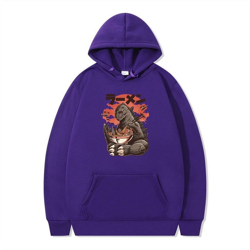 Cartoon printed fashionable men's and women's autumn and winter hoodies with hats