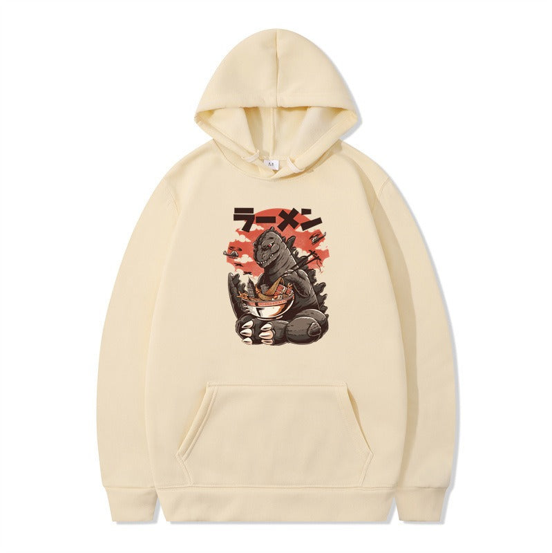 Cartoon printed fashionable men's and women's autumn and winter hoodies with hats