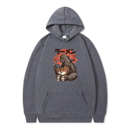 Cartoon printed fashionable men's and women's autumn and winter hoodies with hats