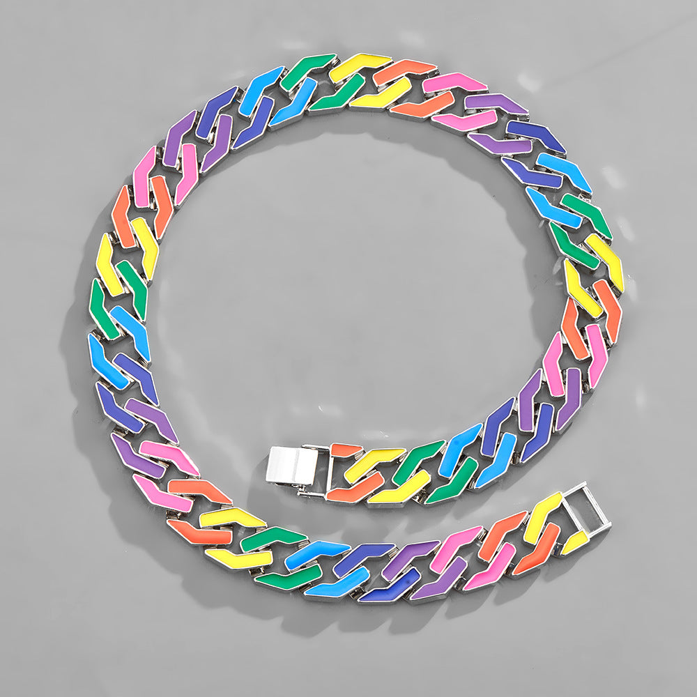 mixed color Necklace street wear