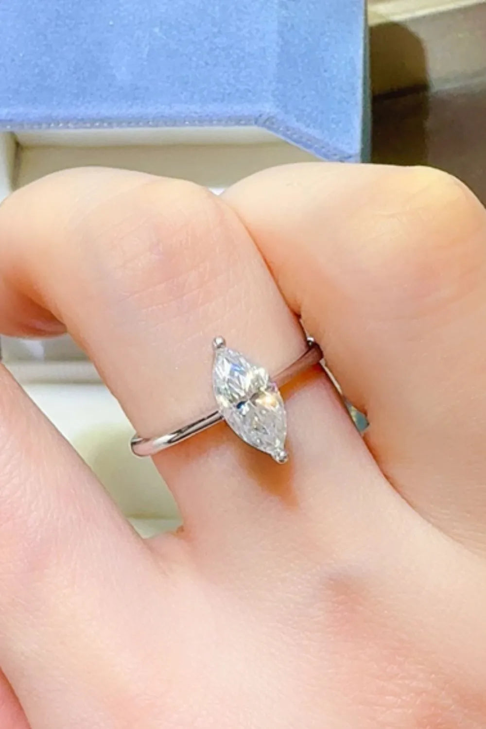 2 Carat Moissanite 925 Sterling Silver Ring — Marquise Minimalist