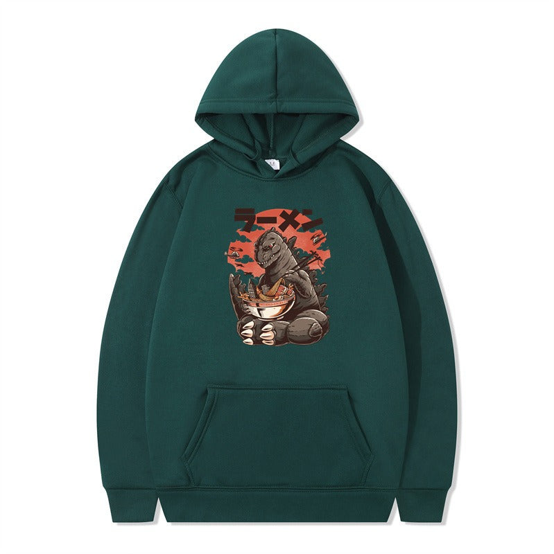 Cartoon printed fashionable men's and women's autumn and winter hoodies with hats