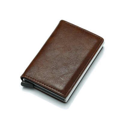 DIENQI Top Quality Wallet Men Money Bag Mini Purse Male Vintage Automatical Aluminium Rfid Card Holder Wallet Small Smart Wallet