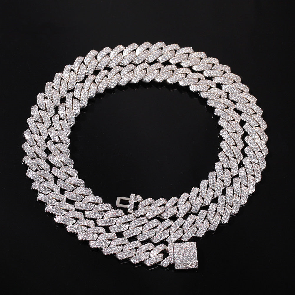 13mm Micro Pave Prong Cuban Chain Necklaces Iced Out Cubic Zirconia