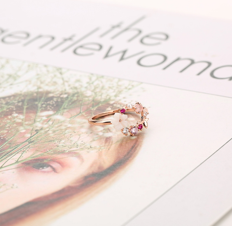 Butterfly Flower Rose Gold Ring