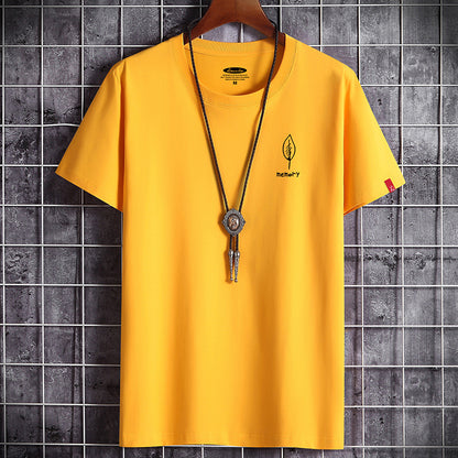 JFUNCY S-6XL Oversize Men Cotton Tee Tops Summer Short Sleeve Men's T-shirt Leaf Print Male Casual Tshirt Graphic T Shirts