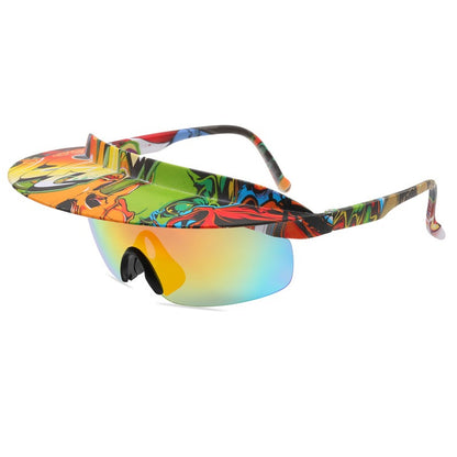 New Large Frame Cycling Glasses for Men and Womens Fashionable and Colorful Hats, Sunglasses, Personalized Brims, Sunglasses
