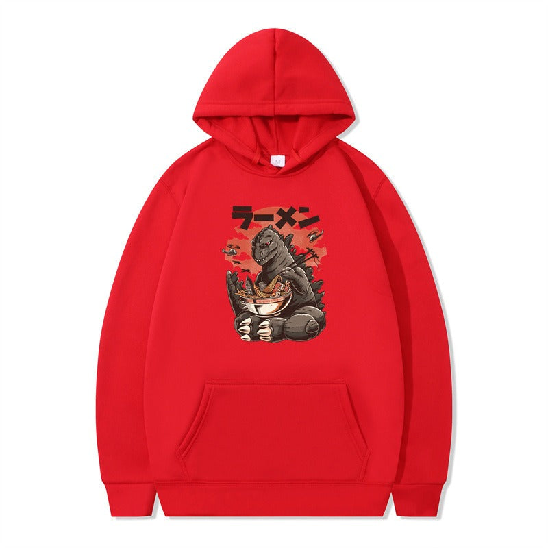 Cartoon printed fashionable men's and women's autumn and winter hoodies with hats