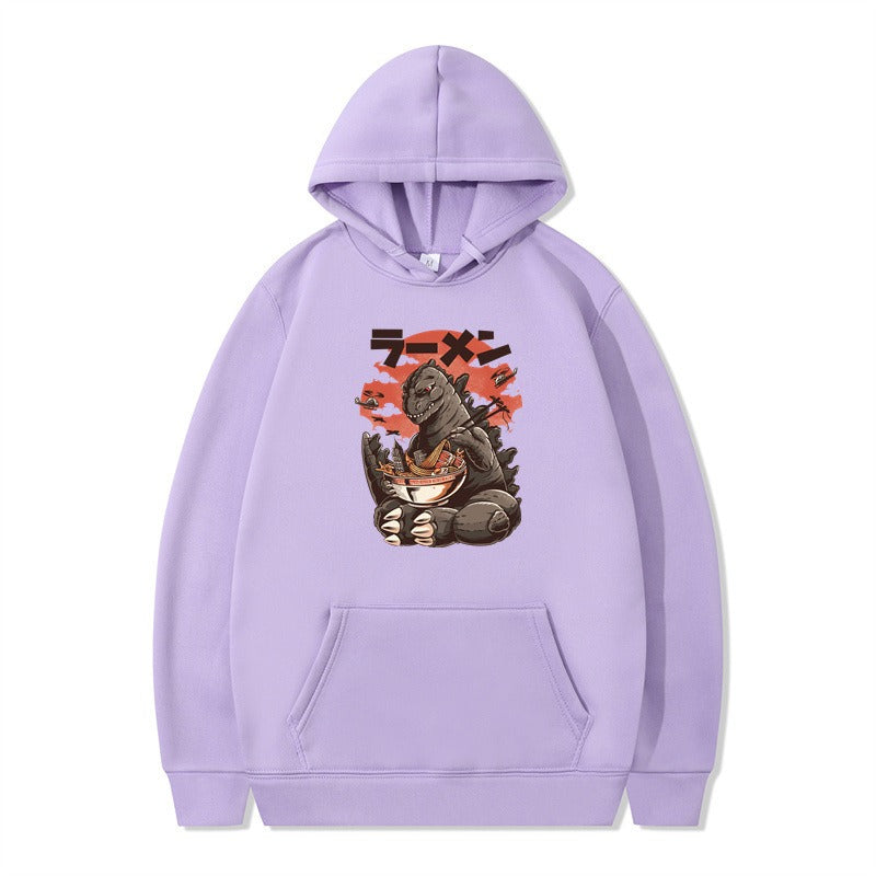Cartoon printed fashionable men's and women's autumn and winter hoodies with hats