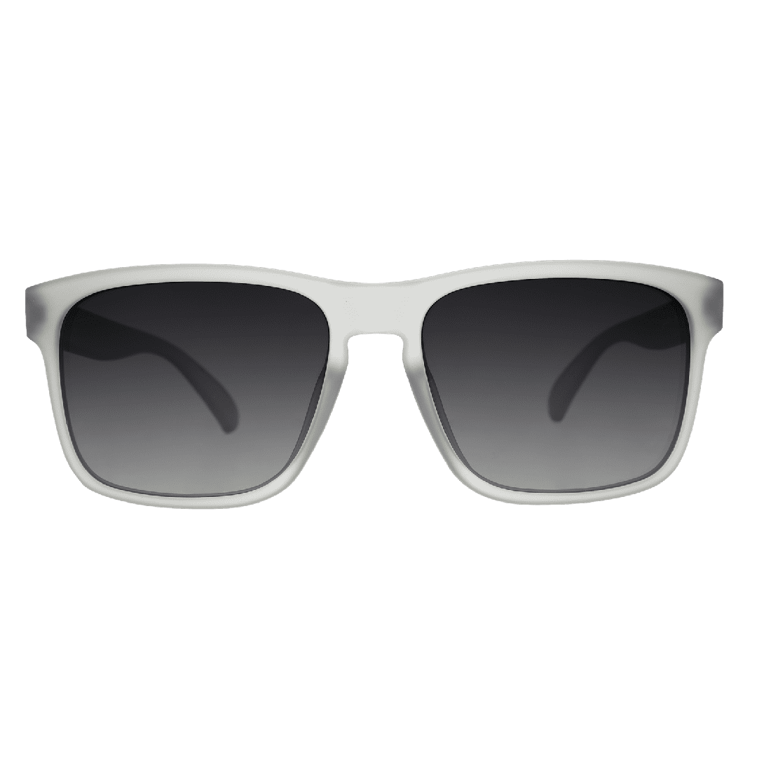 Luxury gray polarized sunglasses with sleek rectangular frames, perfect for professional style and elegant business. - "Casually Juggles Boulders" Grand G Polarized Sunglasses - Default Title - Rare Air Discs, Shopify Collective