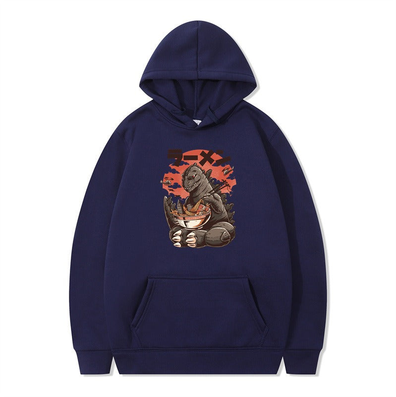 Cartoon printed fashionable men's and women's autumn and winter hoodies with hats