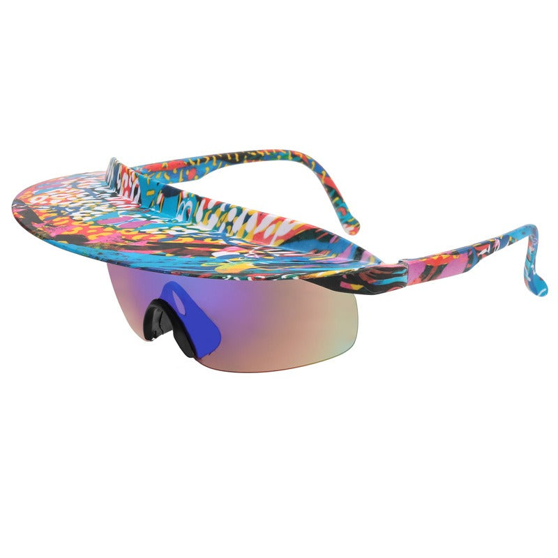 New Large Frame Cycling Glasses for Men and Womens Fashionable and Colorful Hats, Sunglasses, Personalized Brims, Sunglasses