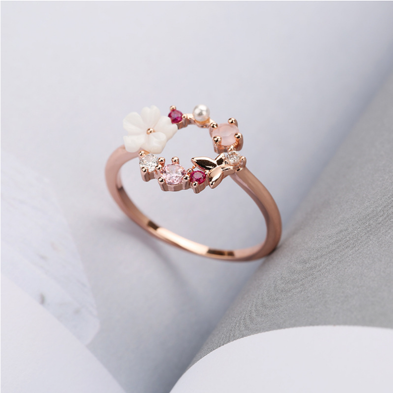 Butterfly Flower Rose Gold Ring