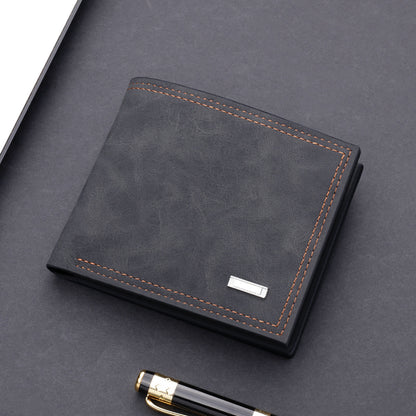 Men's wallet short wallet leather wallet multiple card slots can hold driver's license retro