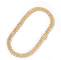 13mm Micro Pave Prong Cuban Chain Necklaces Iced Out Cubic Zirconia