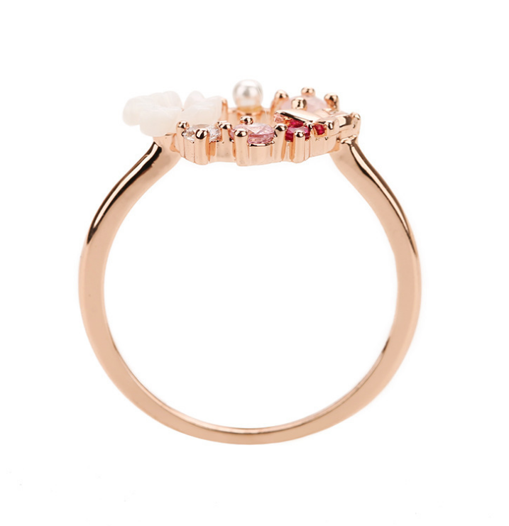 Butterfly Flower Rose Gold Ring