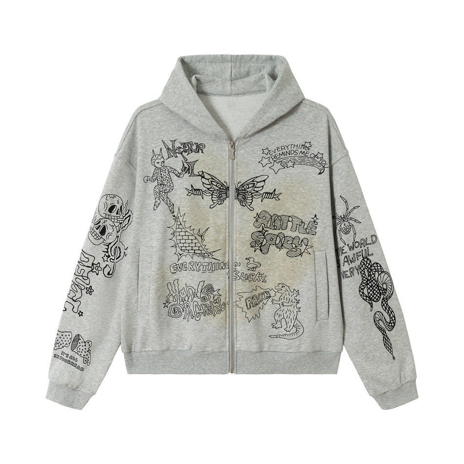 Streetwear Printed Hoodie  Casual Sweatshirt