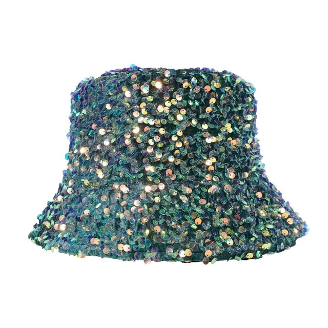 Sequin fisherman hat children can wear basin hats on both sides trendy men sun protection and shading