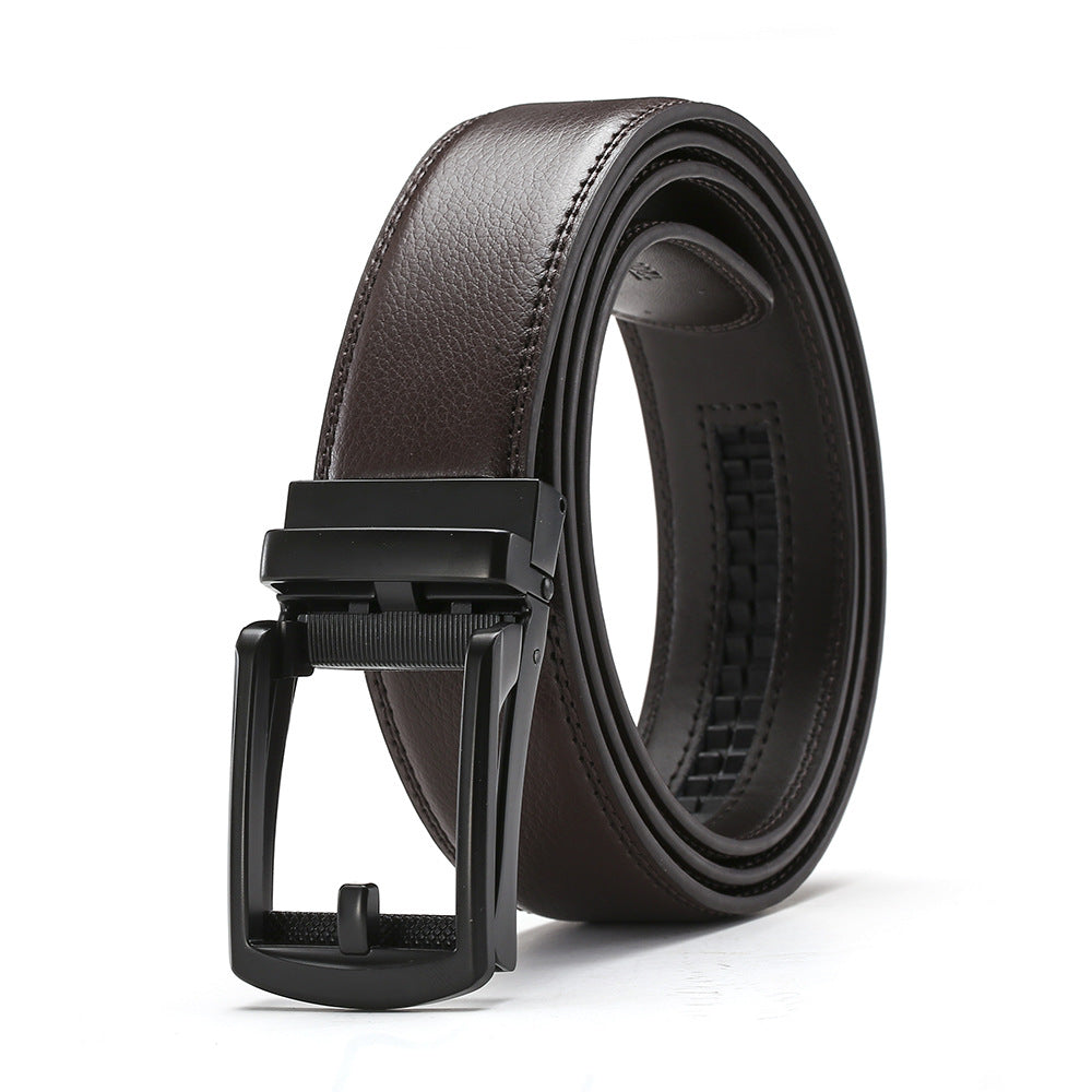Genuine leather belt men's automatic buckle belt cowhide belt fake needle buckle belt
