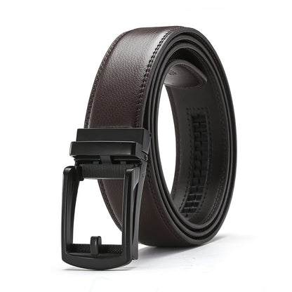Genuine leather belt men's automatic buckle belt cowhide belt fake needle buckle belt