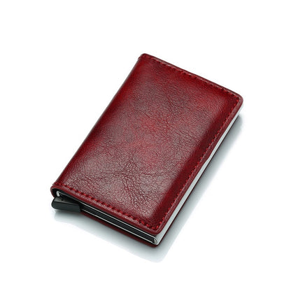 DIENQI Top Quality Wallet Men Money Bag Mini Purse Male Vintage Automatical Aluminium Rfid Card Holder Wallet Small Smart Wallet