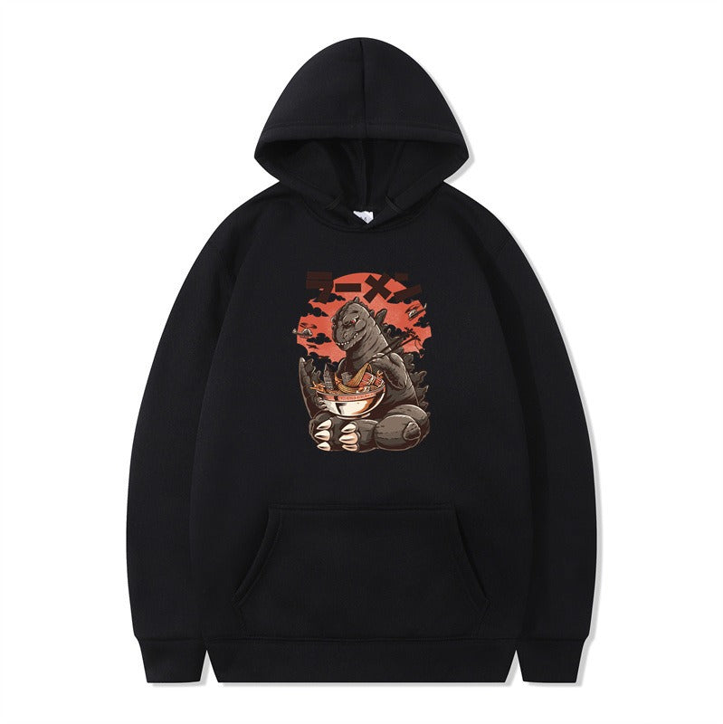 Cartoon printed fashionable men's and women's autumn and winter hoodies with hats