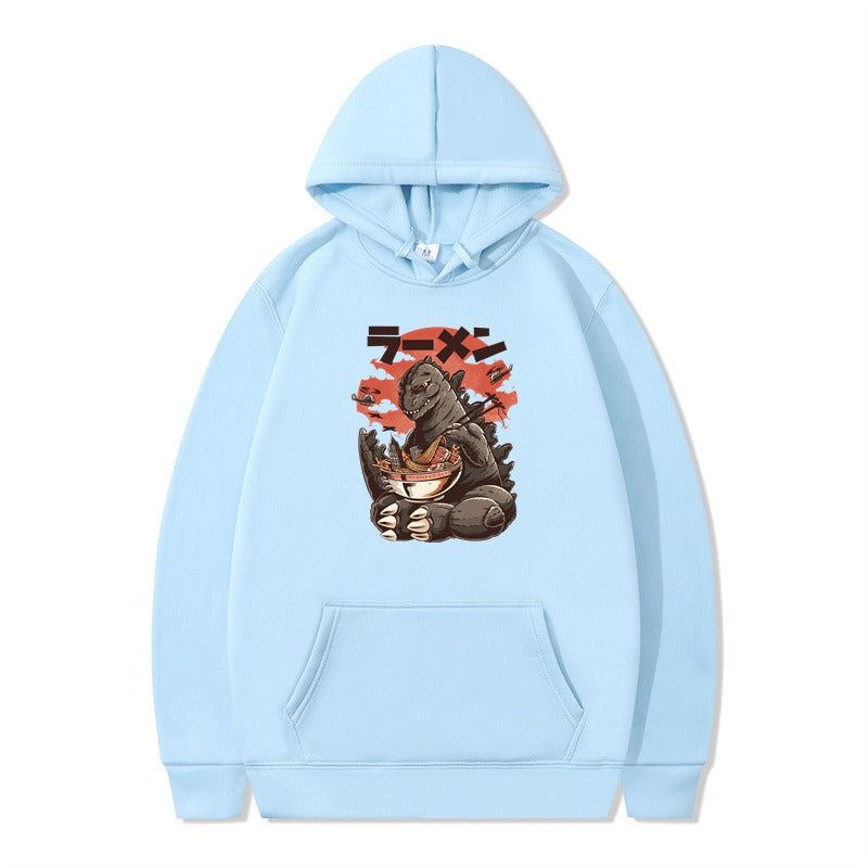 Cartoon printed fashionable men's and women's autumn and winter hoodies with hats