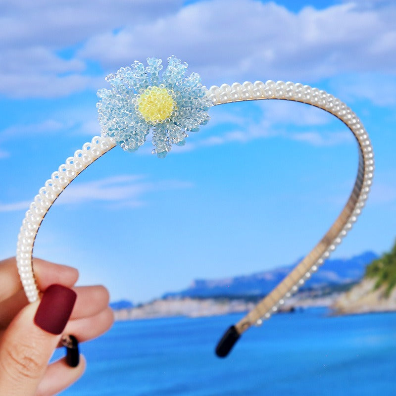 Bride's Hair Accessories Women's Handwoven Knotty Pearl Headband Japanese Korean Headdress Bow Hair Clip Crown Headband