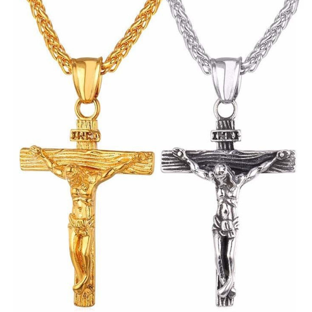 Vintage Cross Pendant Necklace — Unisex Clavicle Chain
