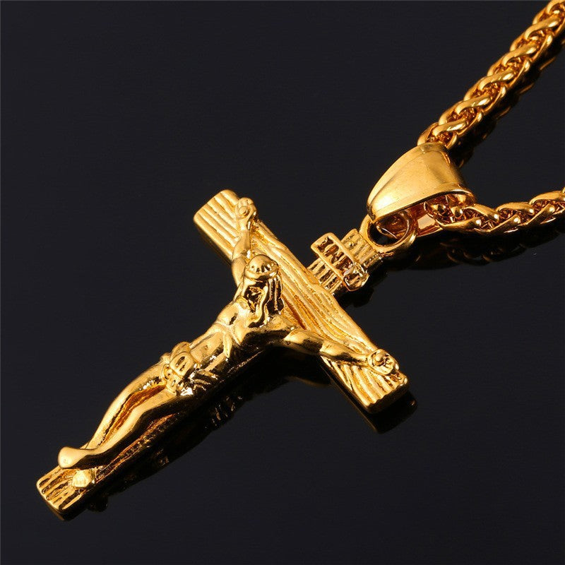 Vintage Cross Pendant Necklace — Unisex Clavicle Chain