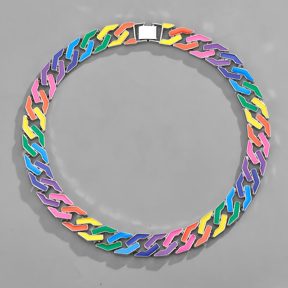 mixed color Necklace street wear