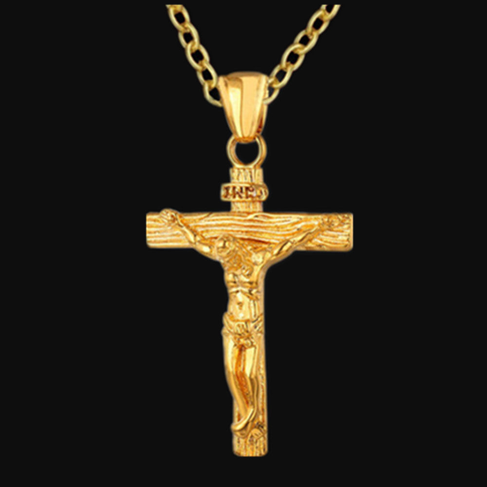 Vintage Cross Pendant Necklace — Unisex Clavicle Chain