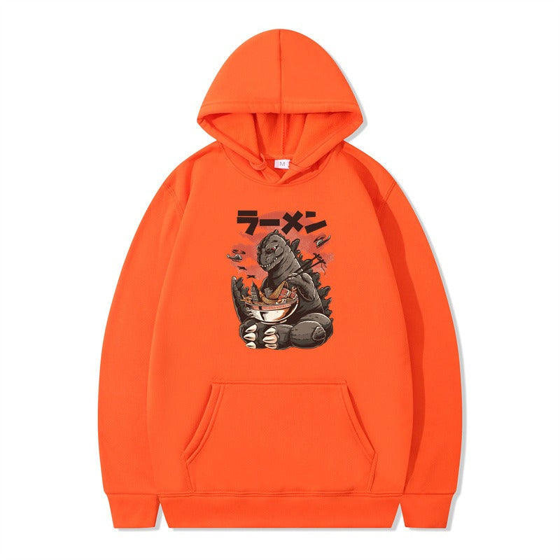 Cartoon printed fashionable men's and women's autumn and winter hoodies with hats