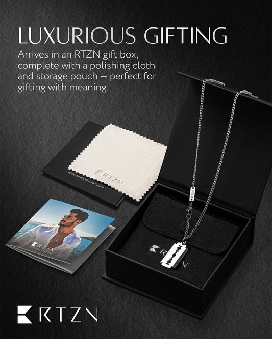 Luxury razor blade pendant necklace in polished silver, elegant accessory for professional style. - Razor Blade Pendant Necklace - Default Title - RTZN, Shopify Collective