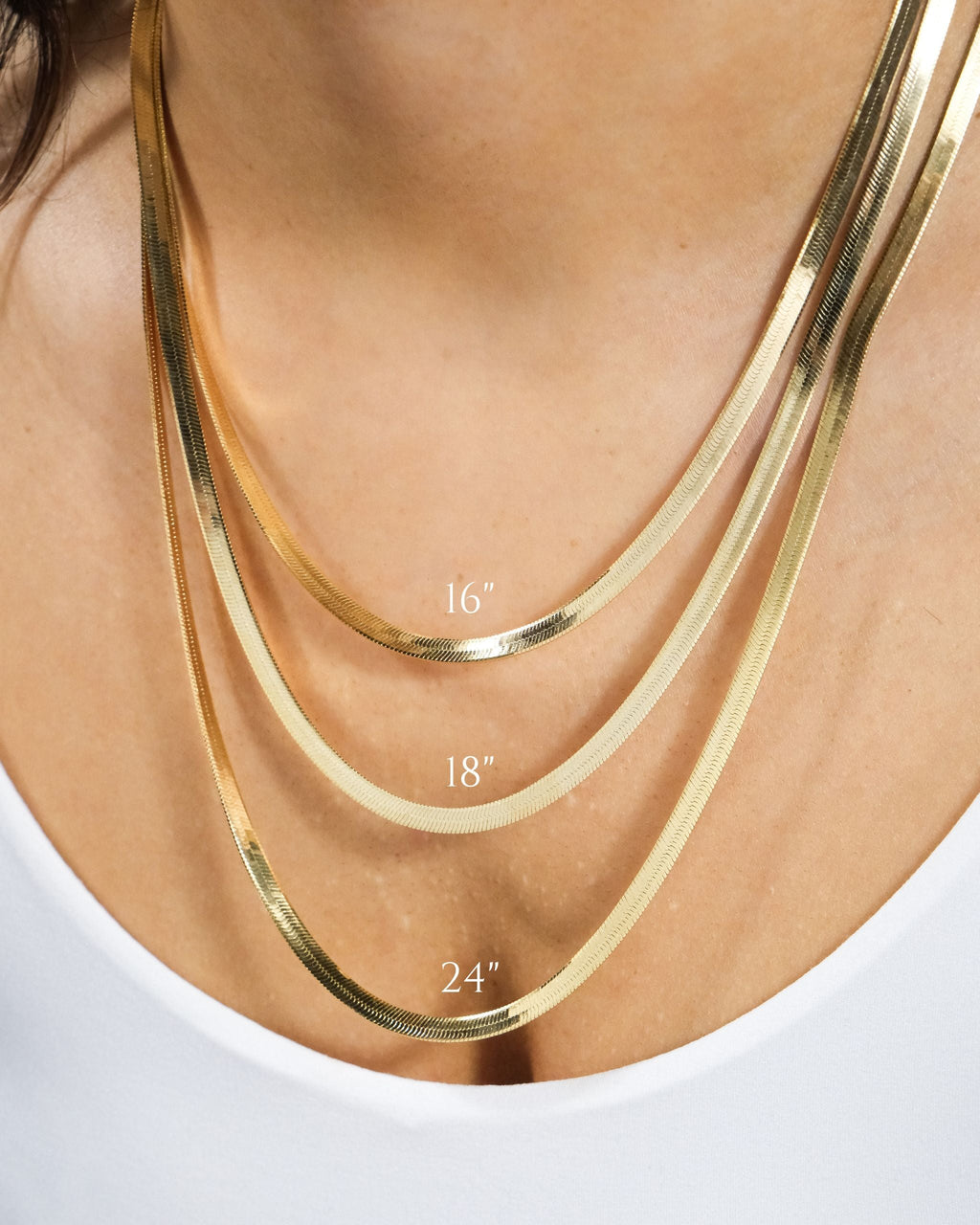 Sterling Silver Herringbone Chain Necklace — Multiple Lengths