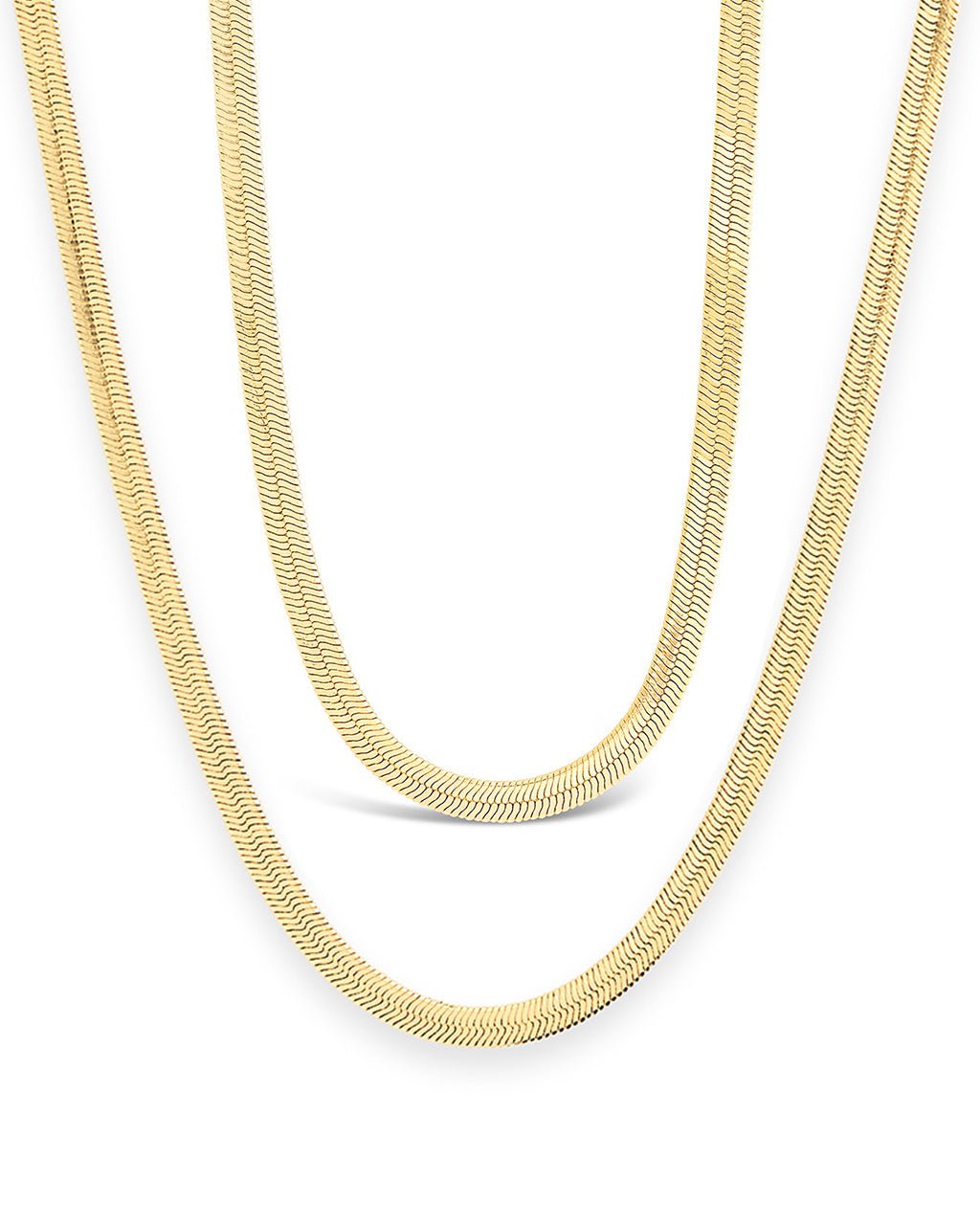 Sterling Silver Herringbone Chain Necklace — Multiple Lengths