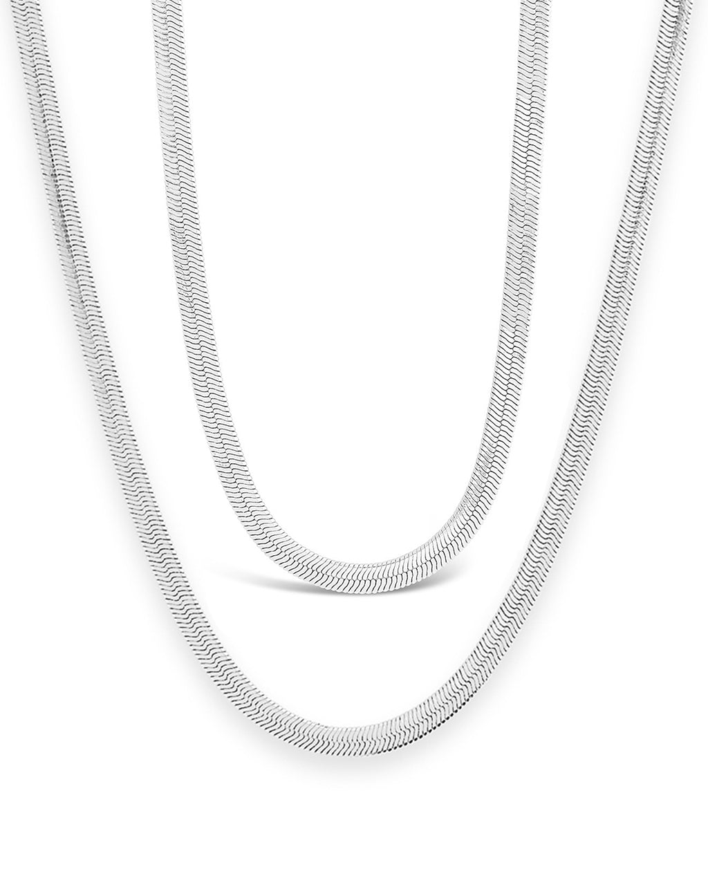 Sterling Silver Herringbone Chain Necklace — Multiple Lengths