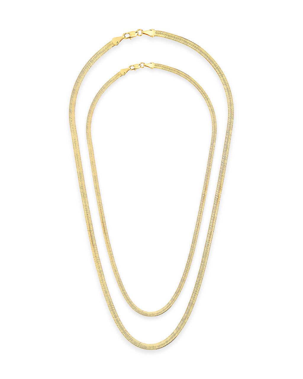 Sterling Silver Herringbone Chain Necklace — Multiple Lengths