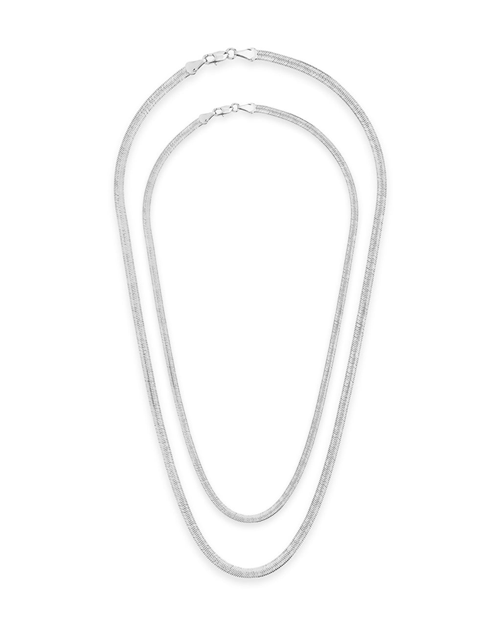 Sterling Silver Herringbone Chain Necklace — Multiple Lengths