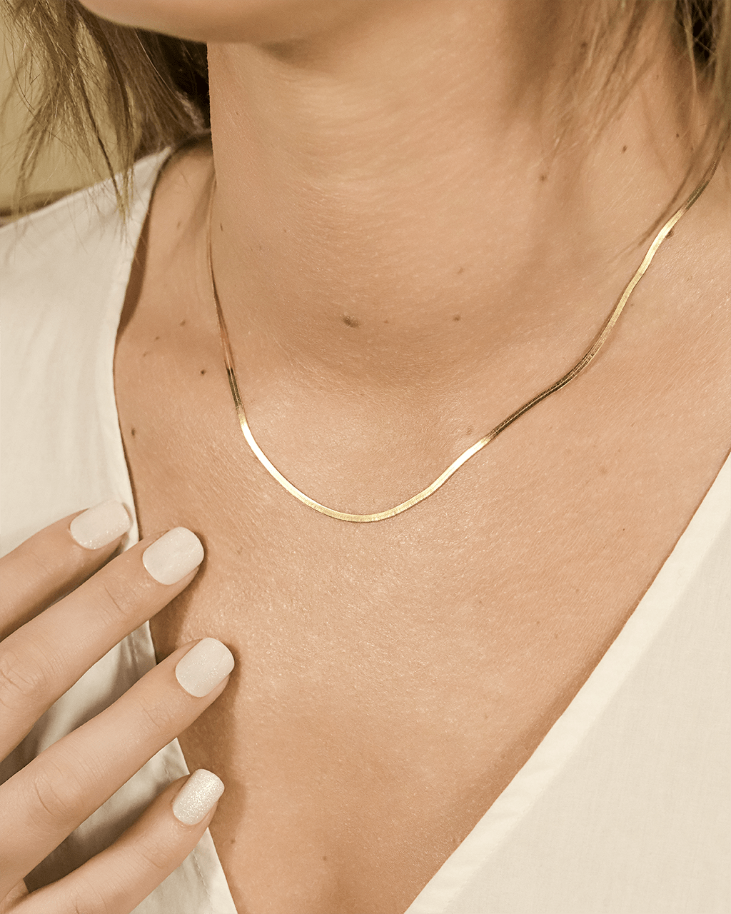 Sterling Silver Herringbone Chain Necklace — Multiple Lengths