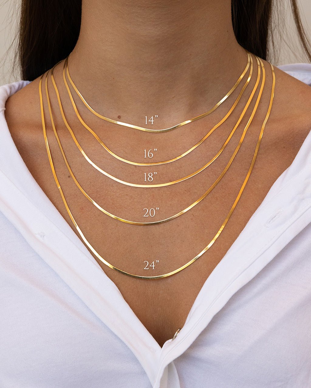 Sterling Silver Herringbone Chain Necklace — Multiple Lengths