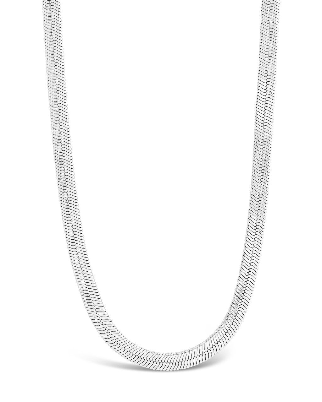 Sterling Silver Herringbone Chain Necklace — Multiple Lengths