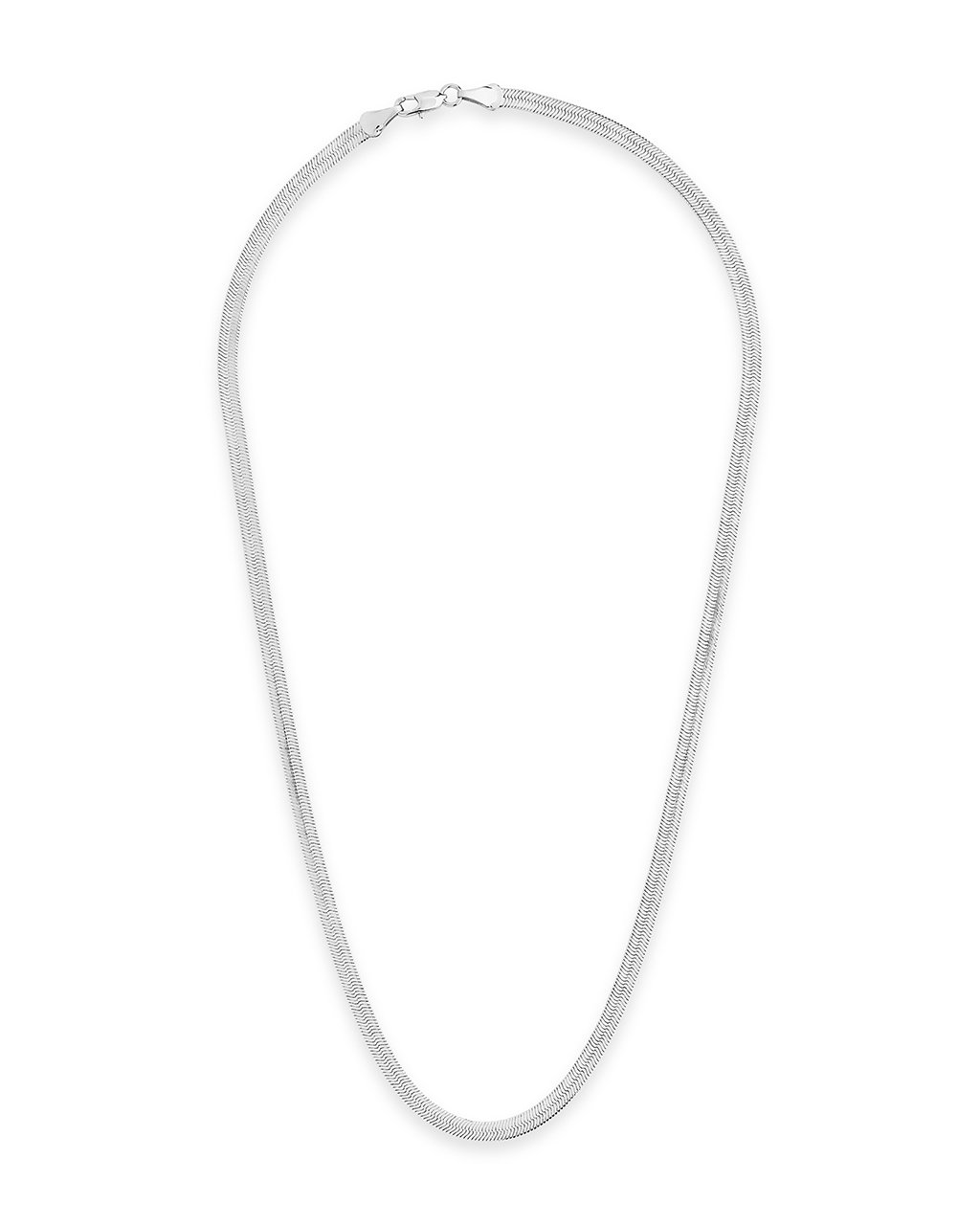 Sterling Silver Herringbone Chain Necklace — Multiple Lengths