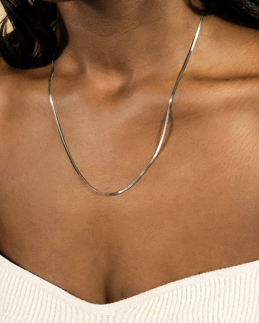Sterling Silver Herringbone Chain Necklace — Multiple Lengths