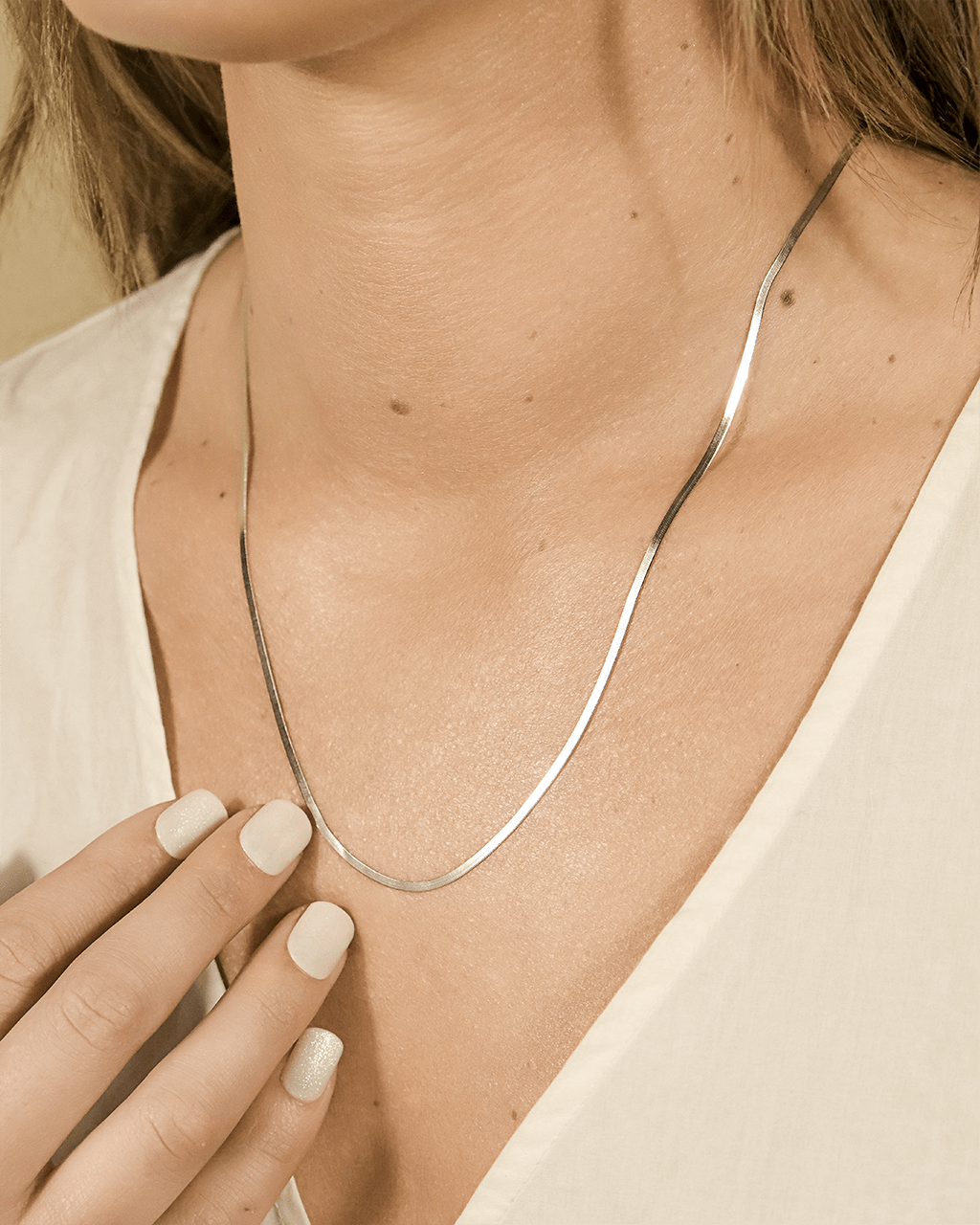 Sterling Silver Herringbone Chain Necklace — Multiple Lengths