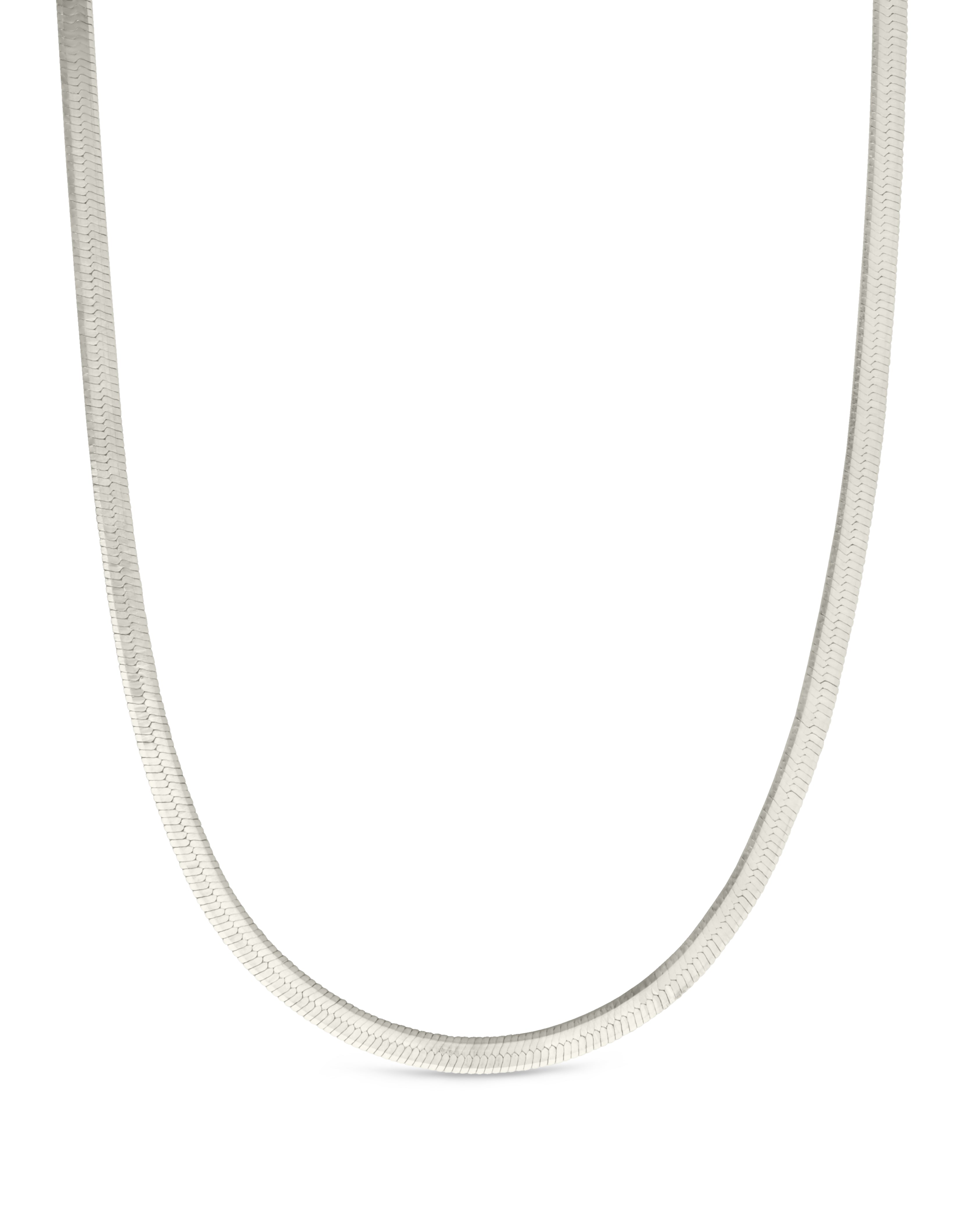 Sterling Silver Herringbone Chain Necklace — Multiple Lengths