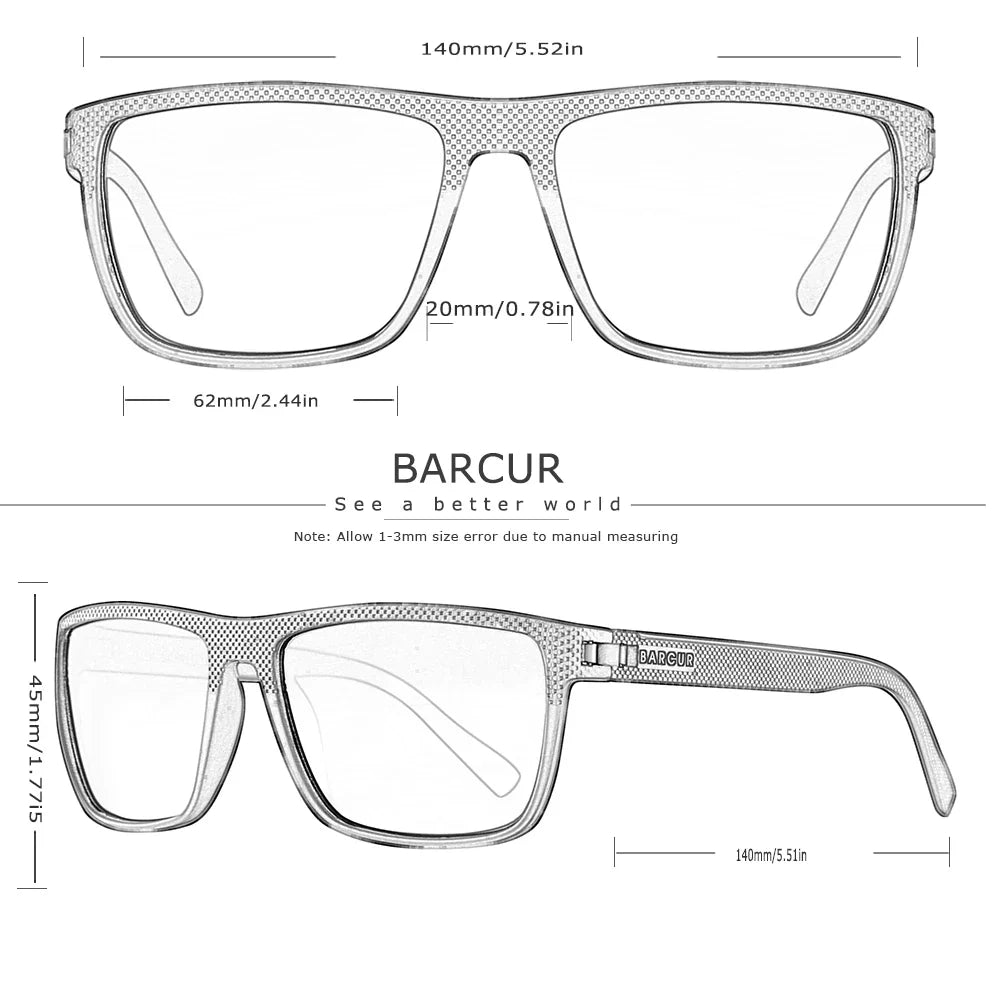 BARCUR TR90 Square Sport Sunglasses — Polarized UV400